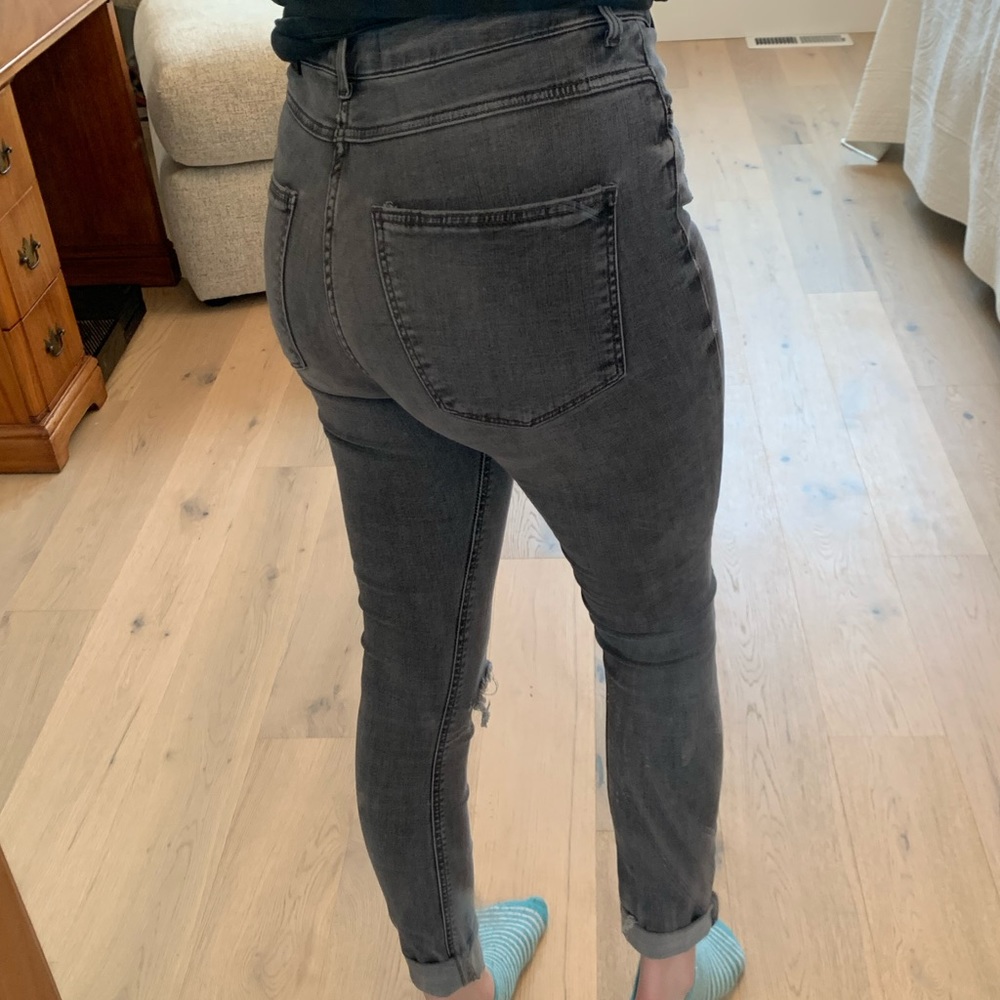 High Waisted Skinny Jeans in Lead Gray